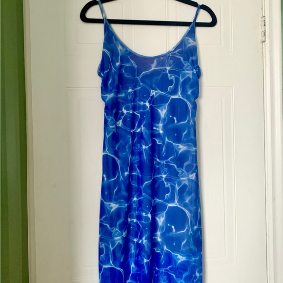 Los Angeles Apparel Printed Micro Mesh Spaghetti Dress L - Picture 2 of 7